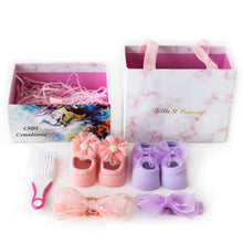 Load image into Gallery viewer, Baby Brush, Booties, and Headband Set
